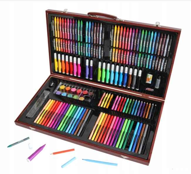 Art Studio 180-elementowy drewniany zestaw artystyczny dla dzieci