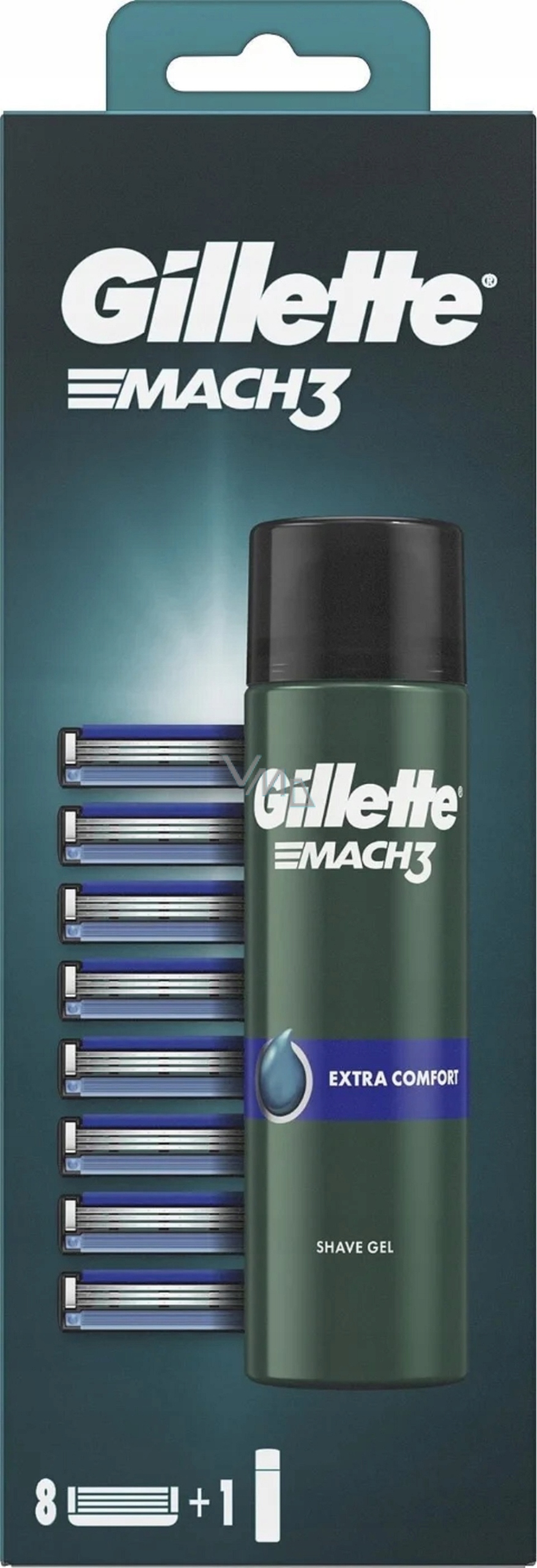 Gillette Mach3 Extra Comfort gel na holení 200 ml náhradní hlavice 8 kusů