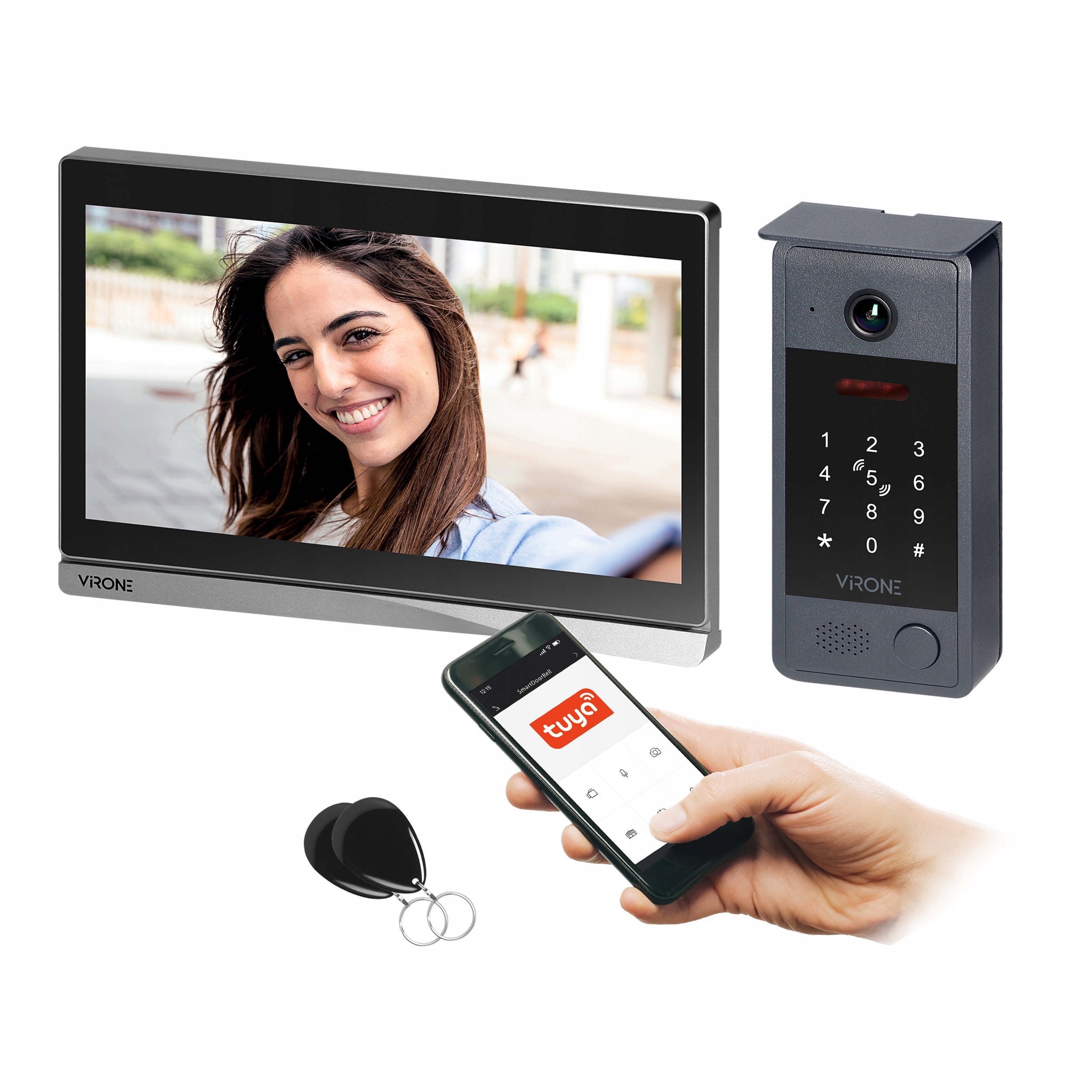 Videovrátnik Wifi Video interkom čítačka kľúčeniek šifrovač Veľký Monitor