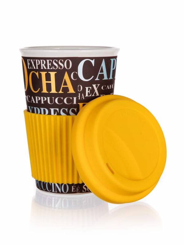 

kubek ceramiczny z silikonową pokrywką Go 400 ml