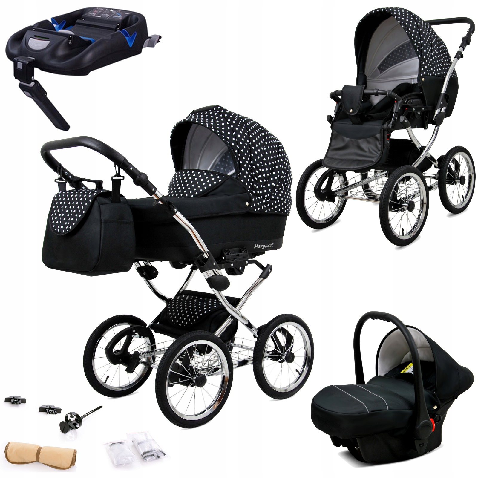 Wózek 4w1 BabyLux Margaret spacerówka gondola fotelik samochodowy Isofix