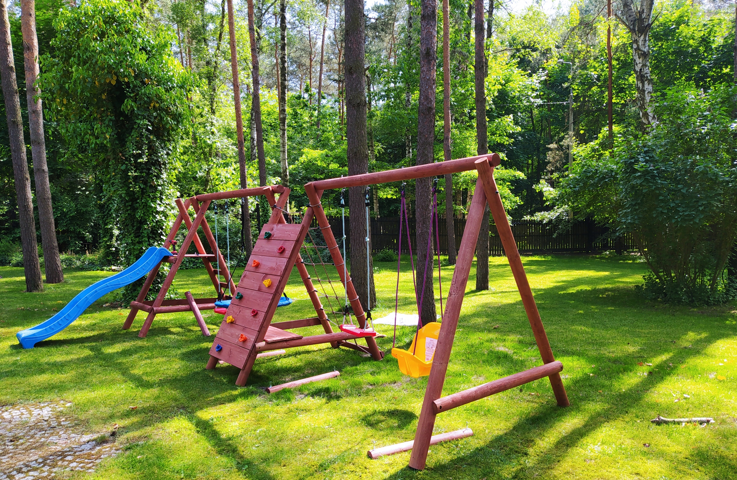 PLAC ZABAW DREWNIANY DO OGRODU Z DOMKIEM MEGA Materiał drewno tworzywo