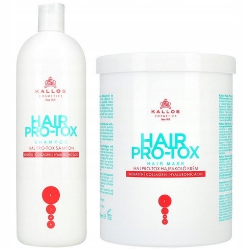 KALLOS ZESTAW DO WŁOSÓW Z KERATYNĄ HAIR PRO-TOX MASKA +SZAMPON 2x1000ml