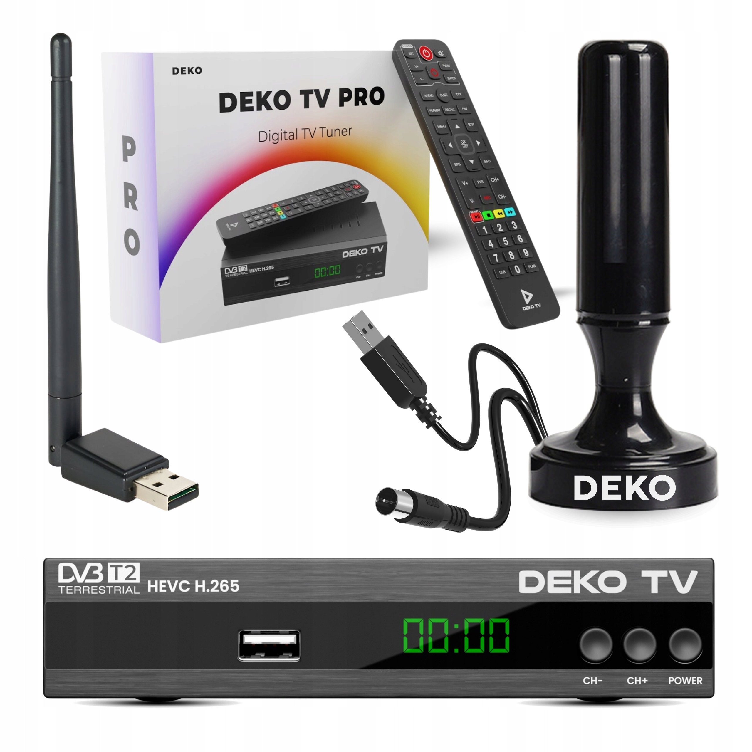 Tuner Dekodér DVBT2 pozemní Tv Hevc Dvbt 2 Silná pokojová anténa WiFi