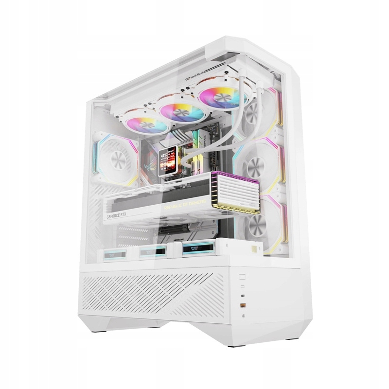 Počítačová Skříň Darkflash DY460 (Bílá) 4 ventilátory Argb