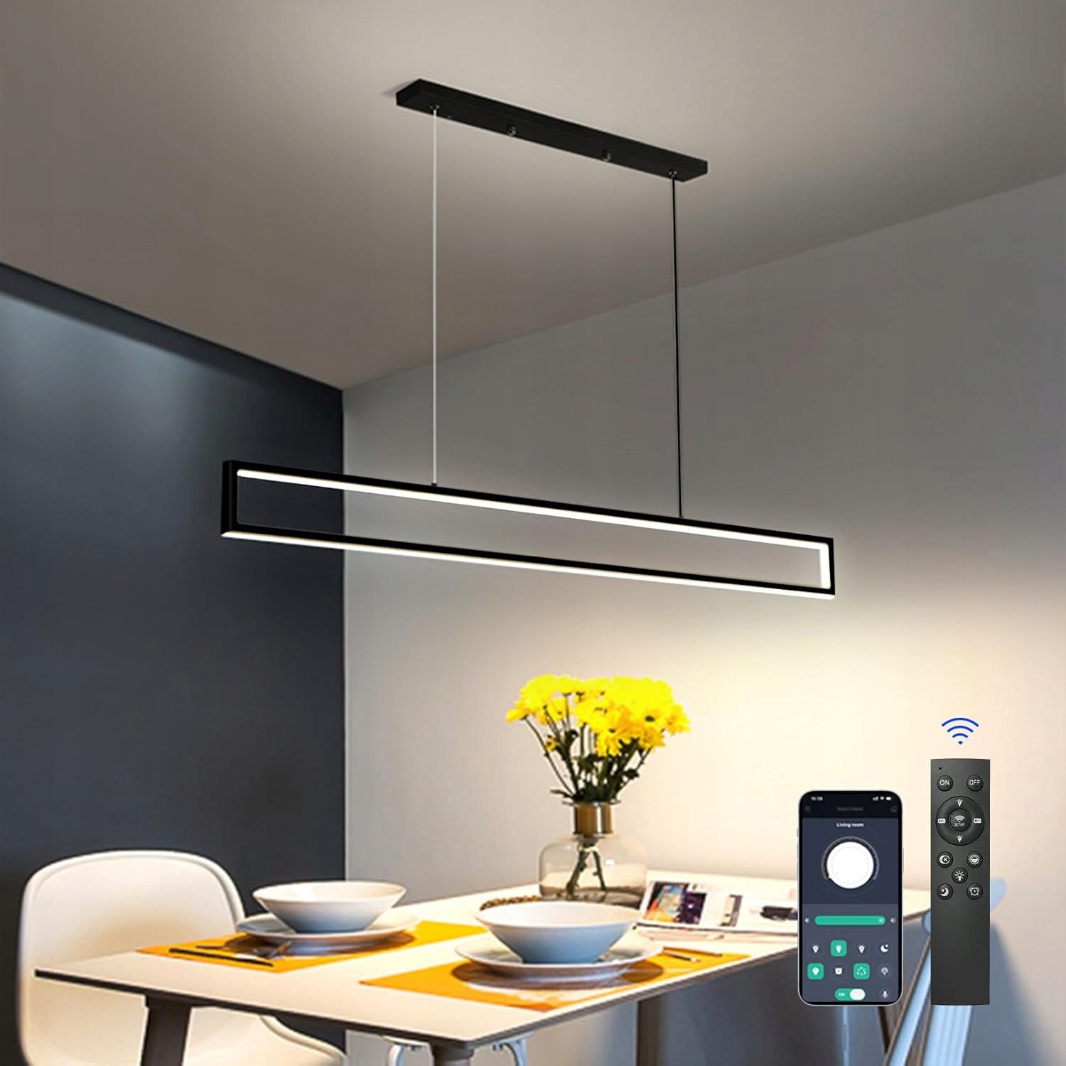 Sucikorio żyrandol Led 100cm 42W aluminium ściemnialny 3000-6500K