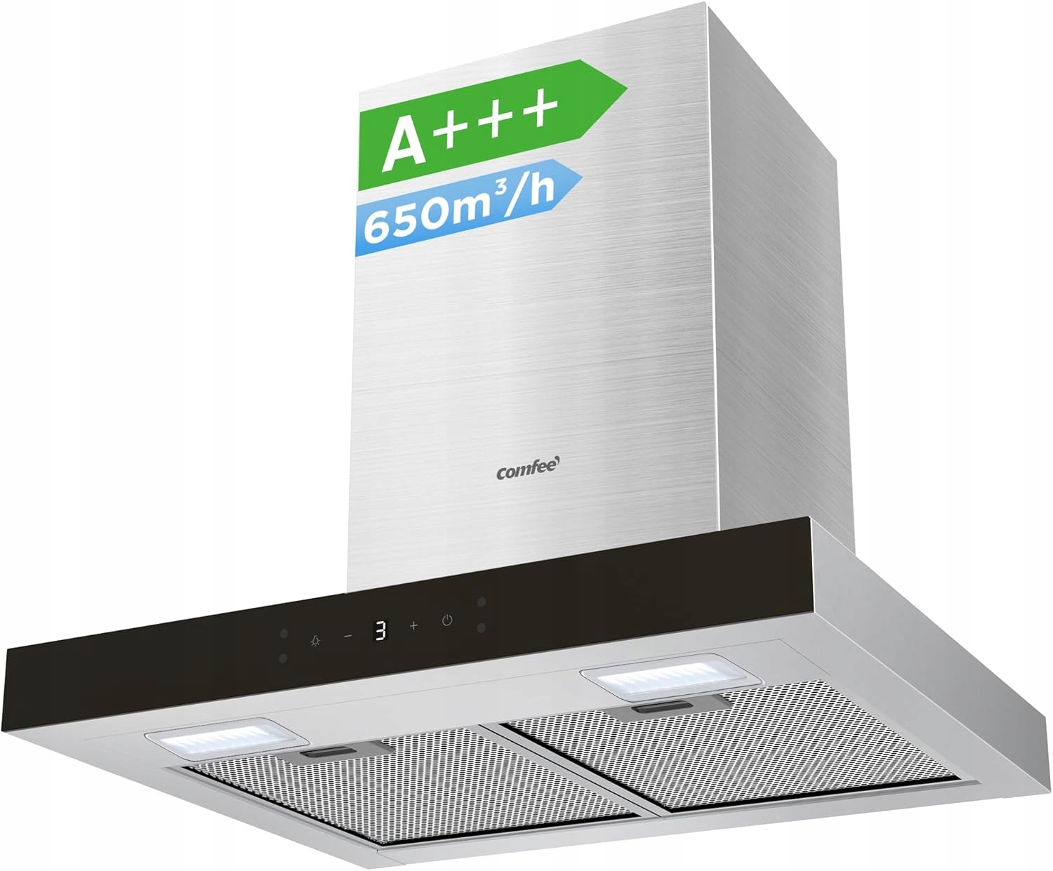 Comfee Chw 7.6M77A3 okap kuchenny 60 cm duża moc ssania 650 m³/h