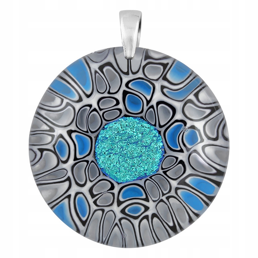 Přívěsek Harfa dámský modrý sklo murano kroužek