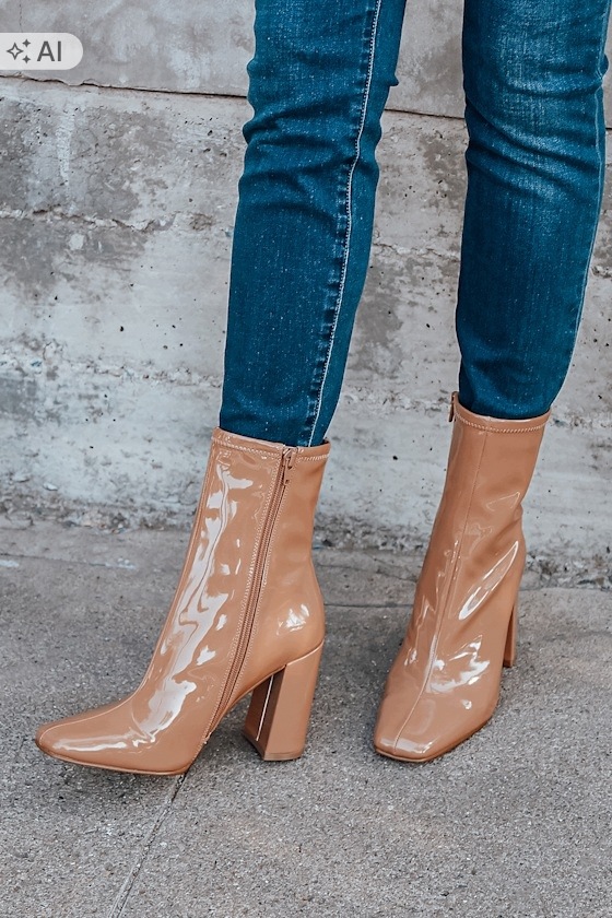 Steve Madden Béžové Lakované Kotníkové Boty Na Podpatku 40 6OA
