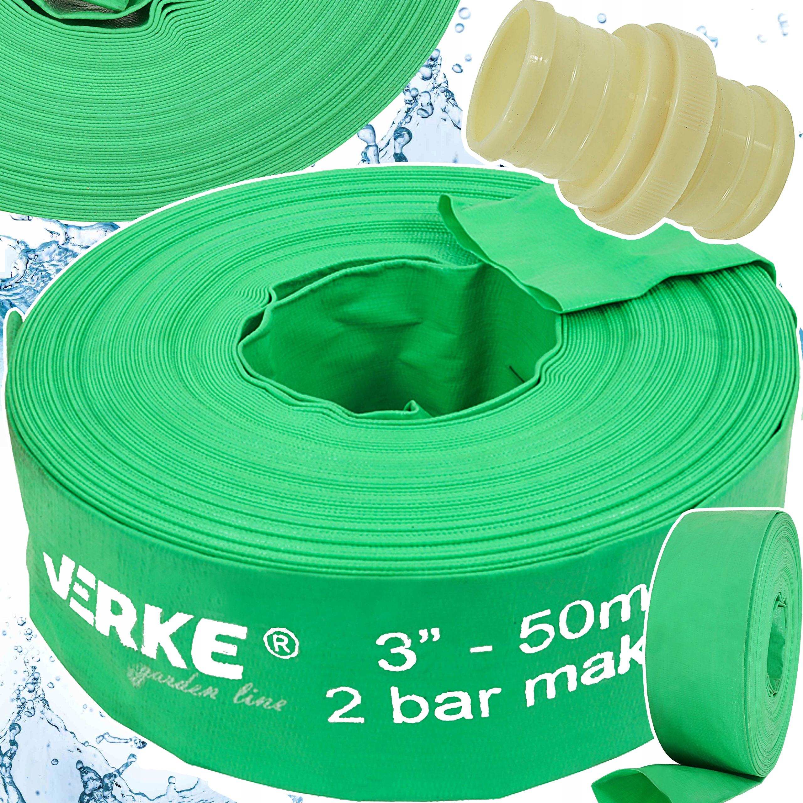 Wąż Strażacki Gumowy Do Wody Brudnej Szamba 3" Cale 50M Ogrodowy Do Pompy