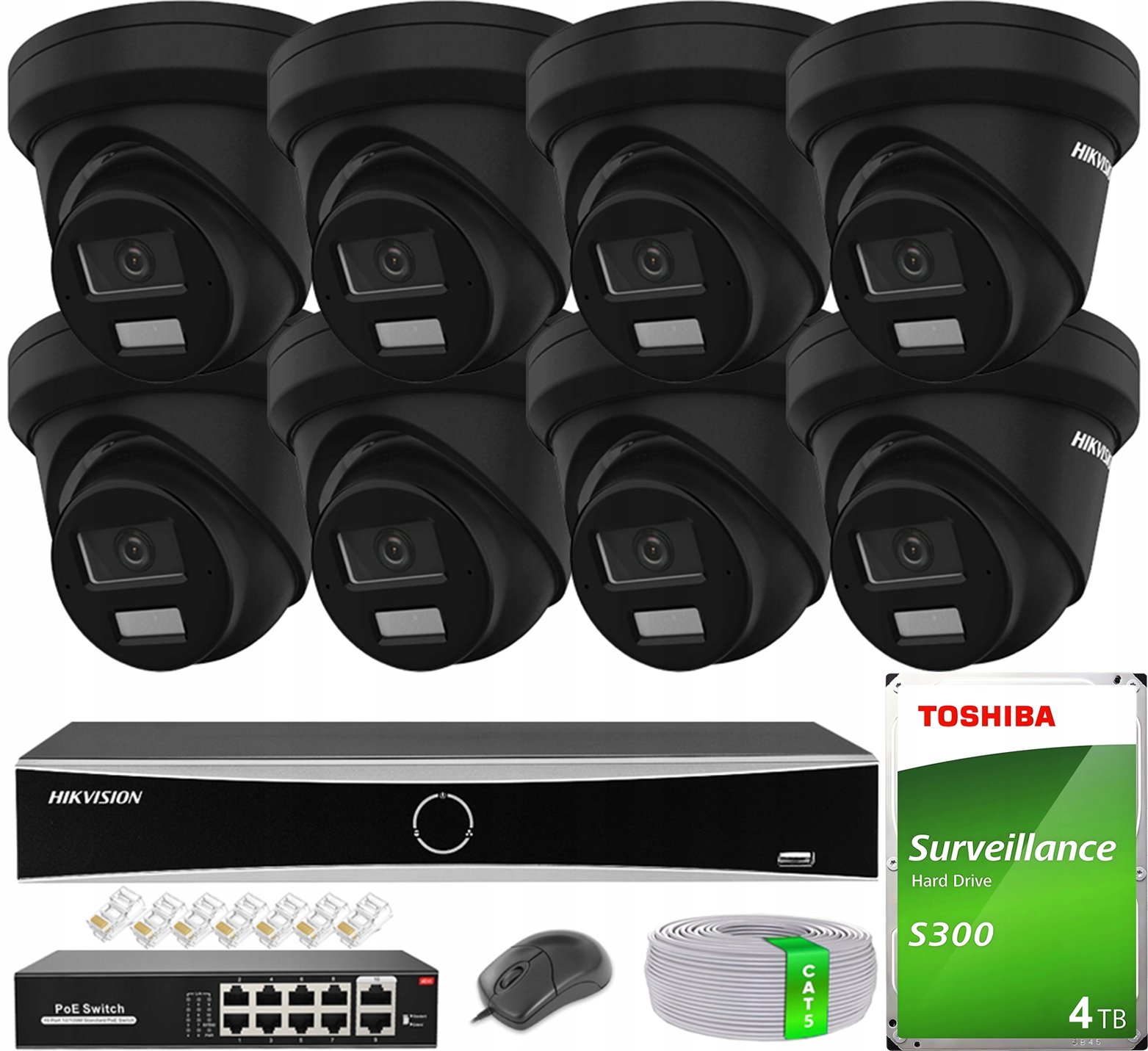 Sada Hikvision Acusense na monitorovanie 4MP 8x DS-2CD2343G2-LI2U Black 4TB