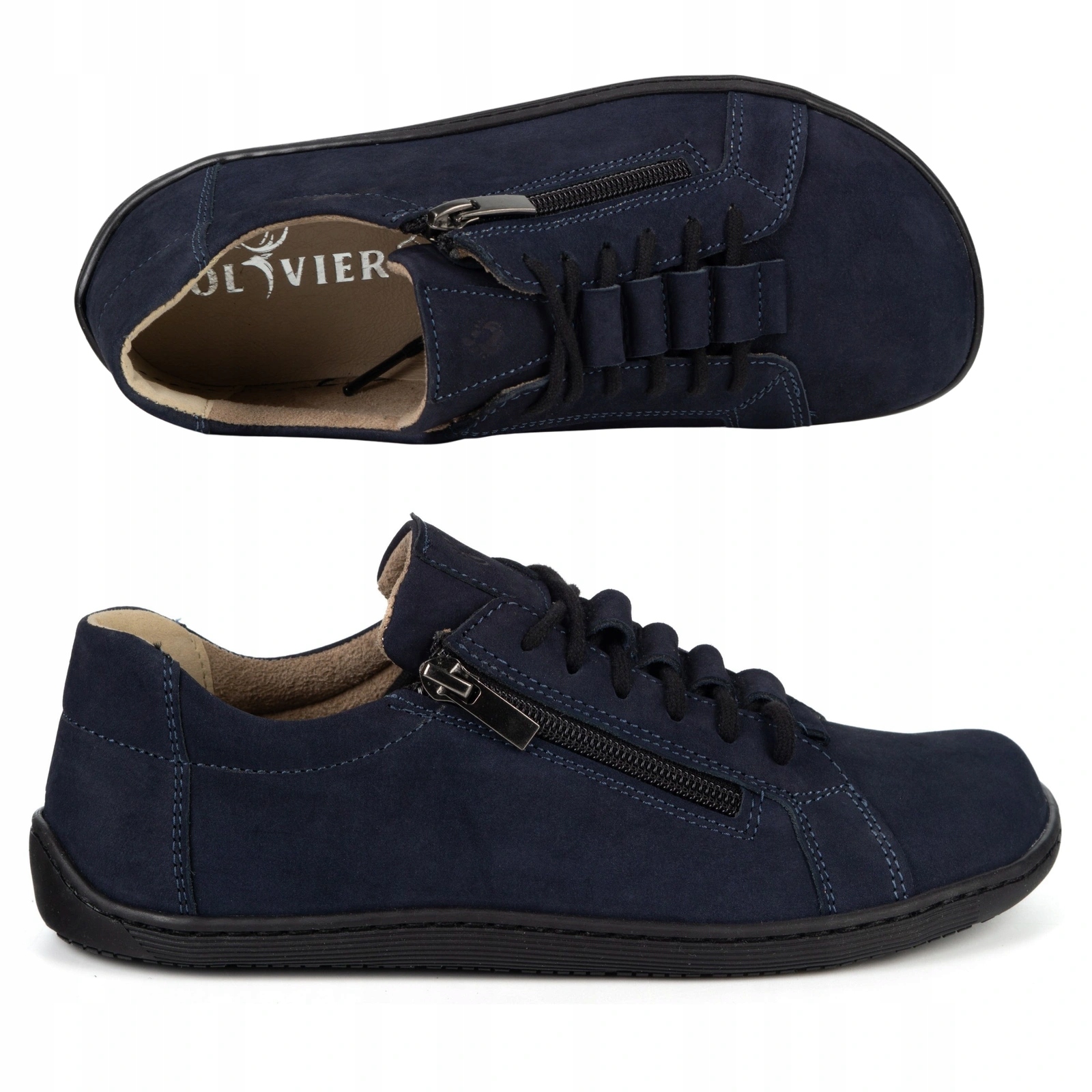 Dámské minimalistické barefootové kožené boty 1242 námořnická modrá nubuk 37