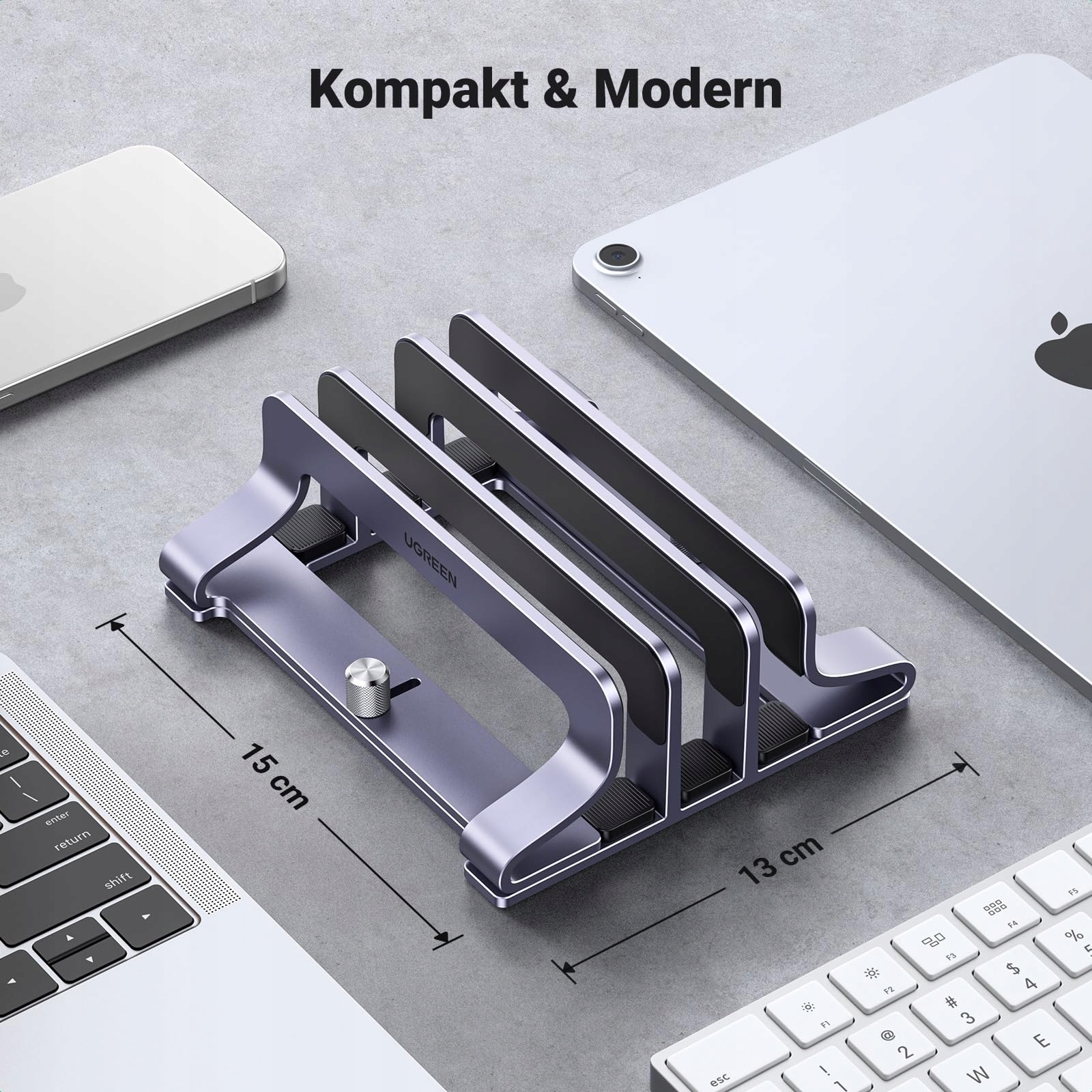 UGREEN Aluminiowy Stojak Na Laptopa 3 Sloty MacBook iPad Huawei Dell HP — miniatura 7