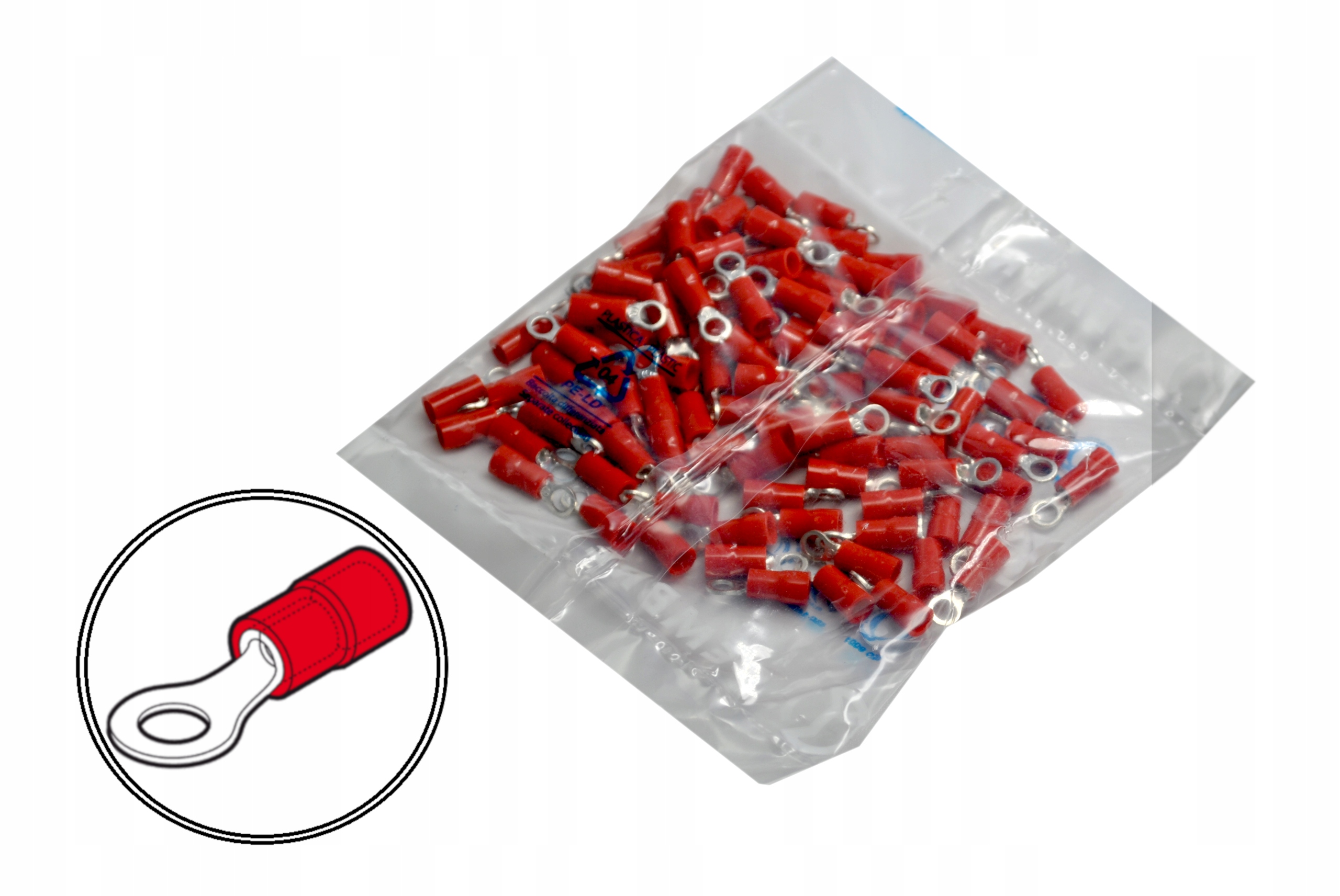 Końcówka oczkowa czerwona Cembre RF-M3,5 0,25-1,5mm² 100SZT