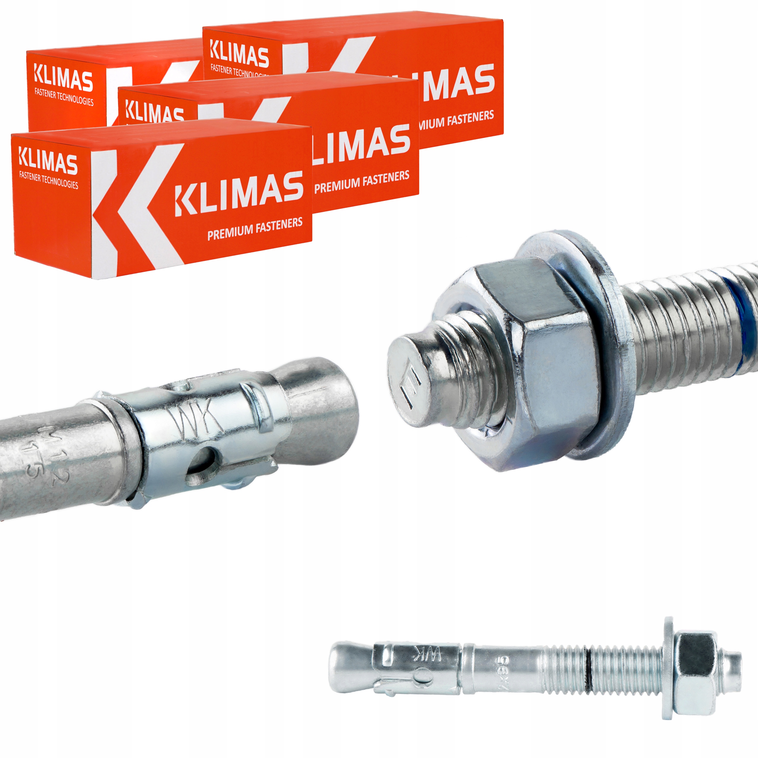 Oceľové kotvy do betónu M12 x 95 mm 200 ks mechanické Klimas Le-zn