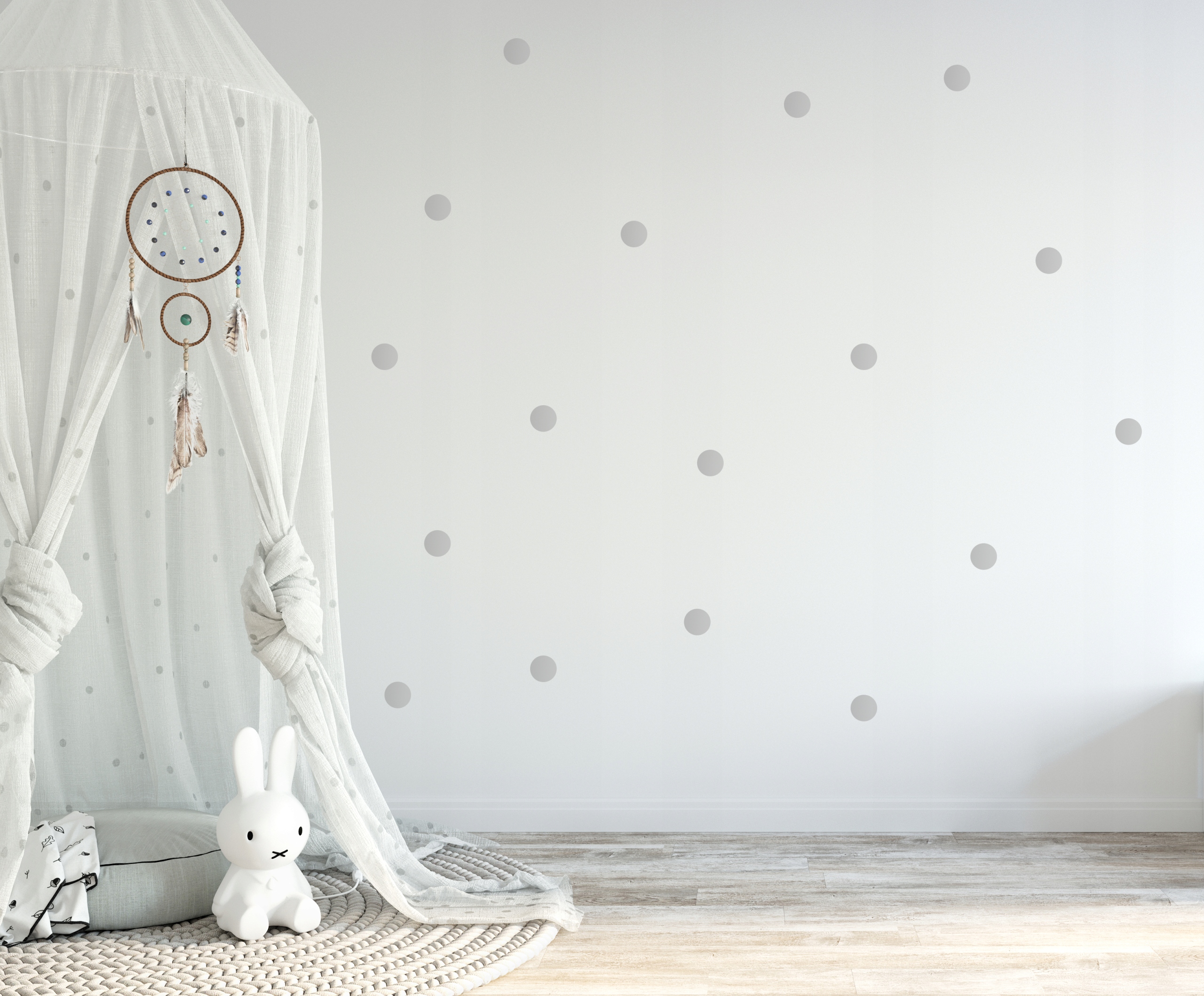 

Srebrne kółka, groszki, naklejki na ścianę 105 Szt