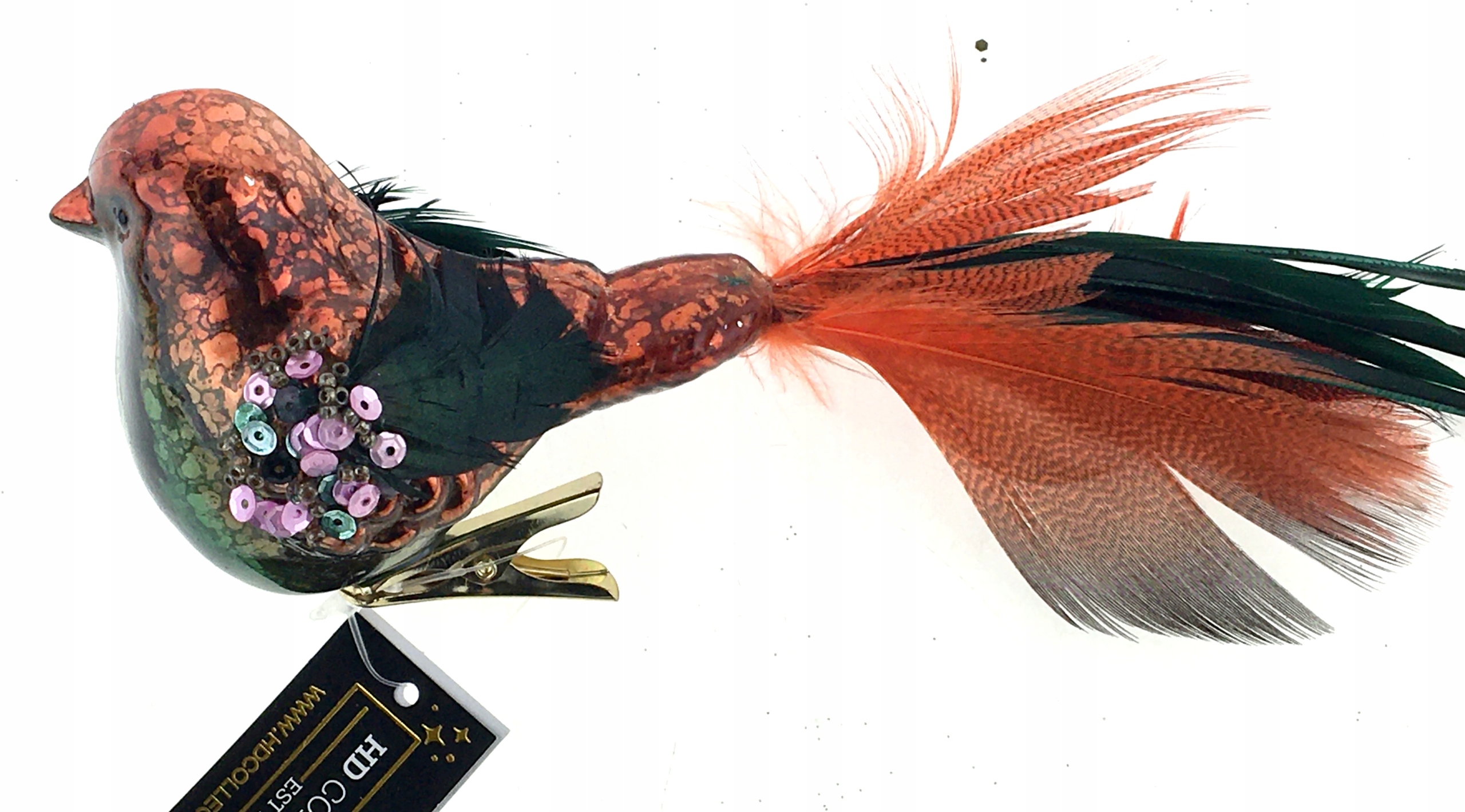 

Ptak Ptaszek Bombka Szklana 21cm Kształtka Premium