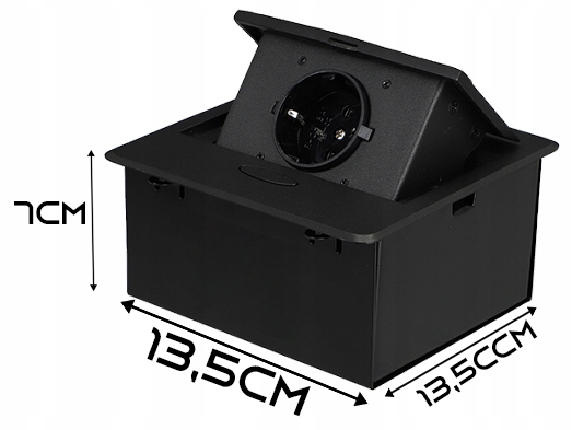 Gniazdo chowane w blat nablatowe wpuszczane czarne Kolor czarny