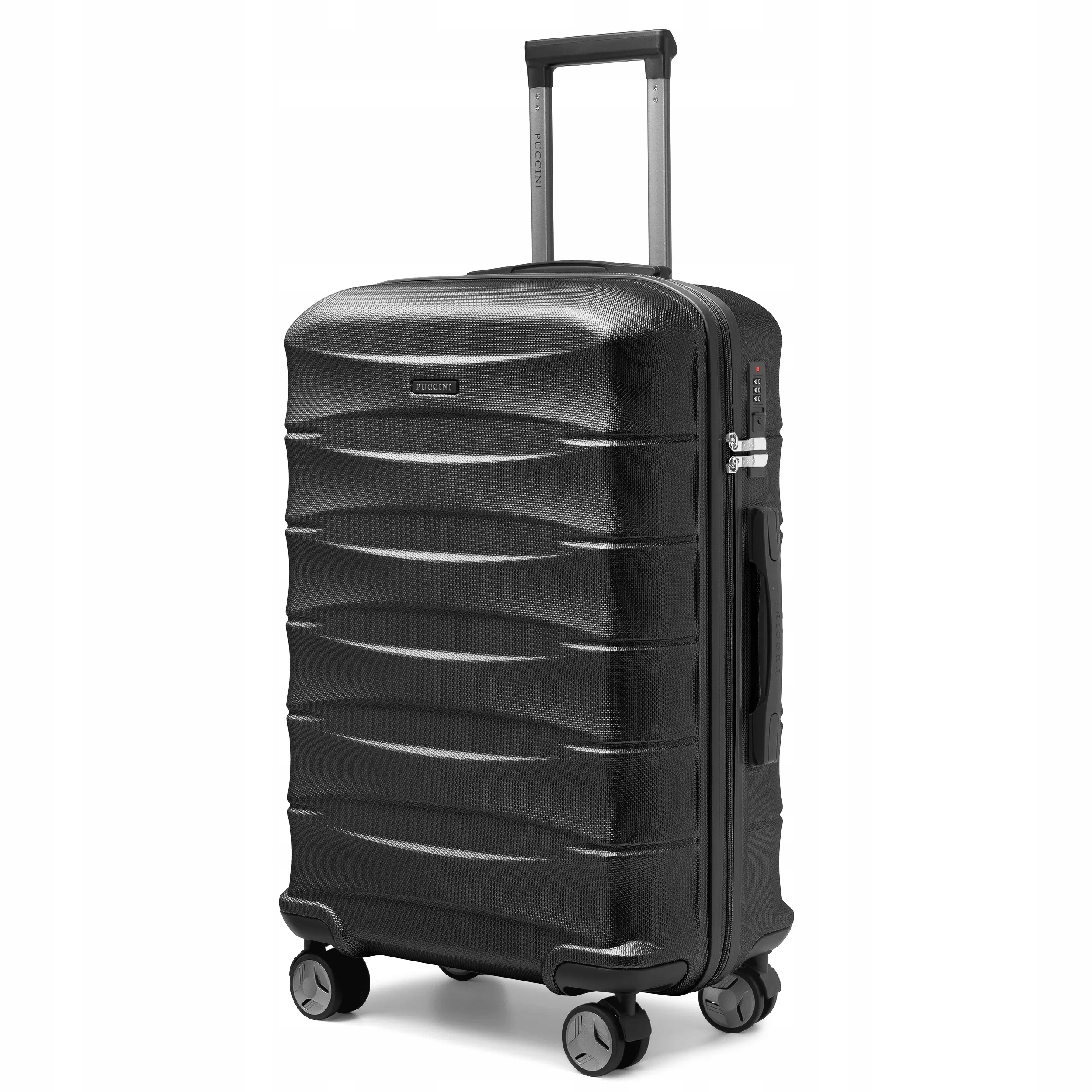 Puccini Walizka Średnia Podróżna Na Kółkach Twarda Abs Czarna ABS030B-1