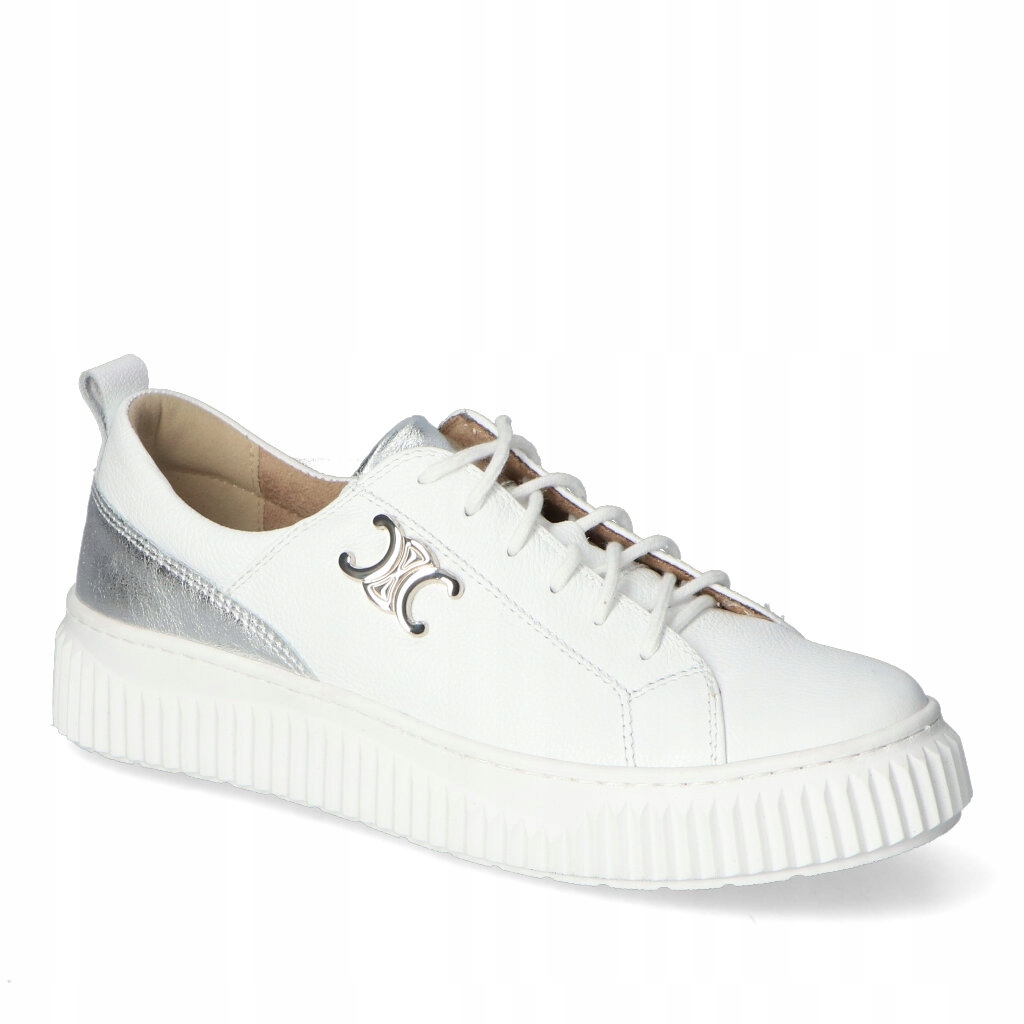 Dámské tenisky Waldi Bílé floter+Stříbro Lico Kožené s ozdobou 37