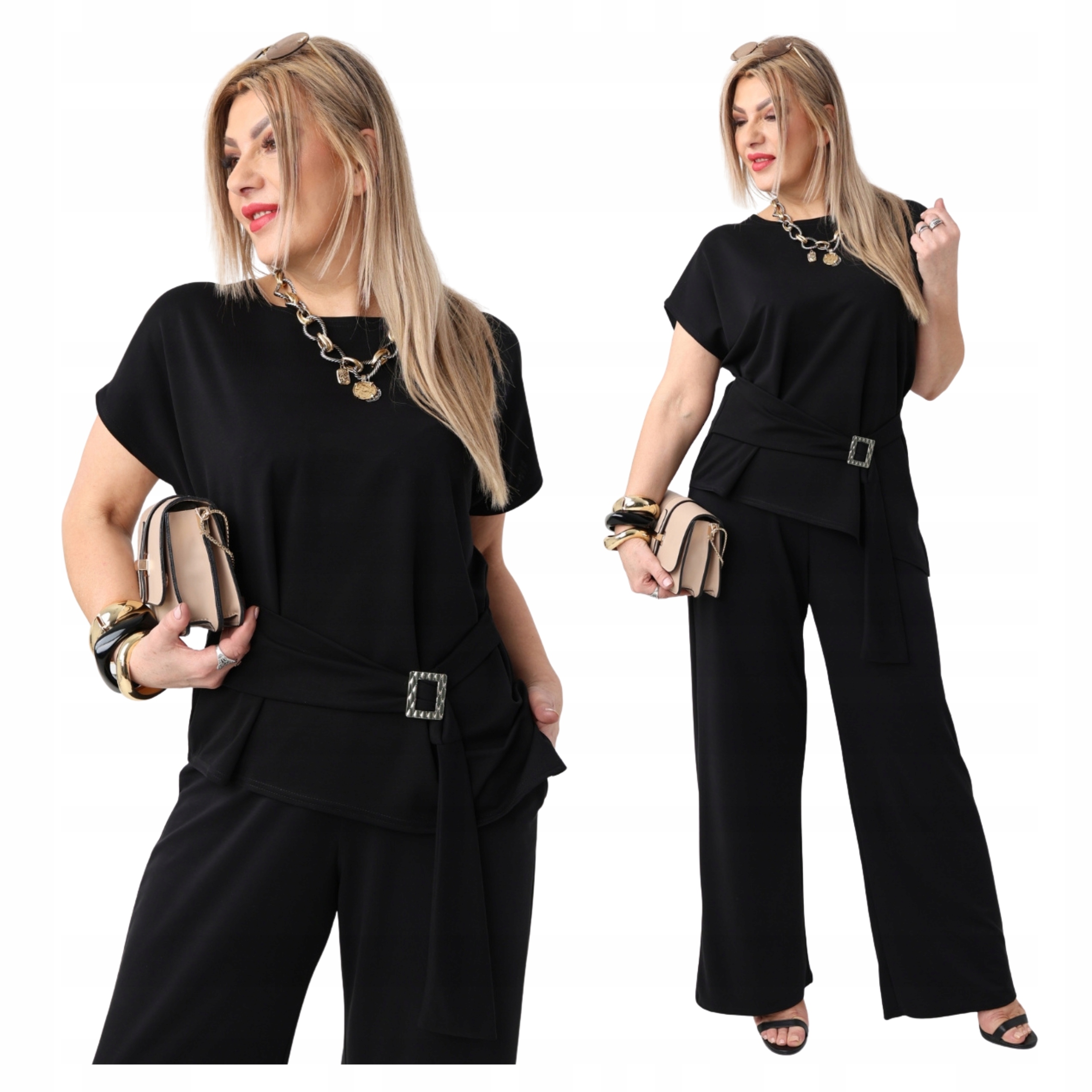 Wizytowy zestaw bluzka i spodnie damskie duże rozmiary Polski Producent