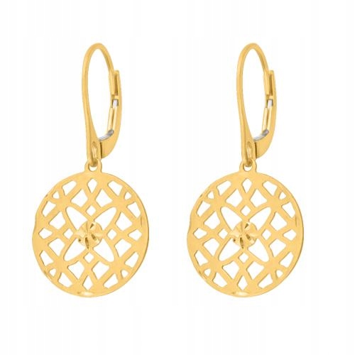Náušnice zlaté 585 s ažurovými závěsnými plechovými prvky 14k