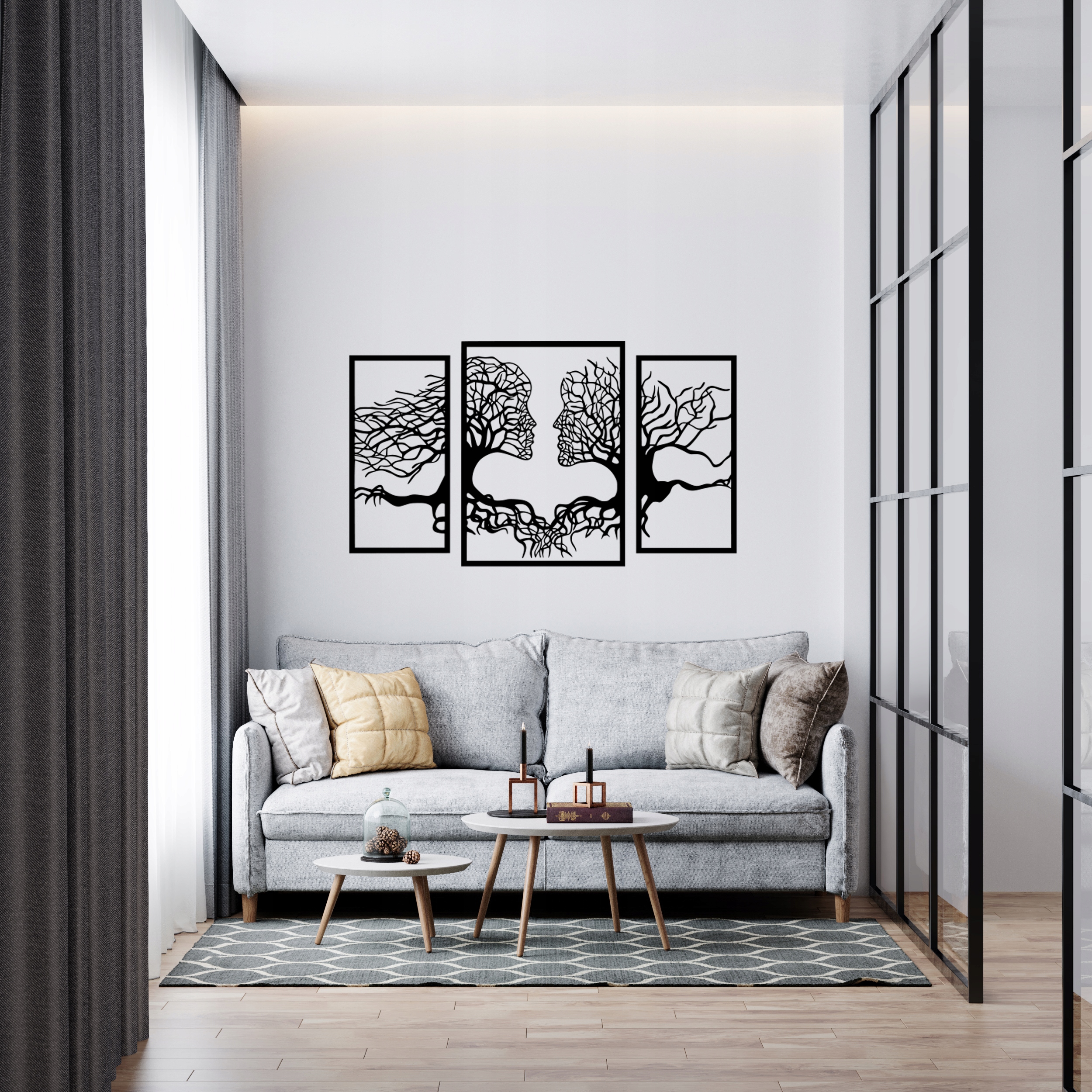 Obraz NAKLEJKA ażurowy twarze drzewa A40 125x73 Marka Deccart