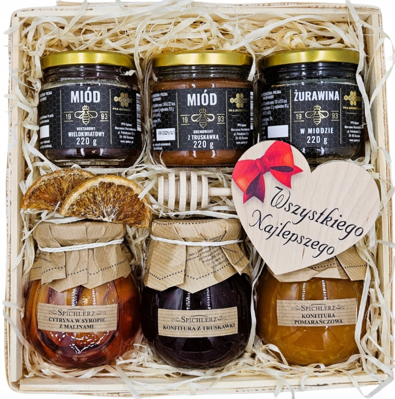 Dárkový koš Sada Dárek k Narozeninám Jmeniny Med Zavařenina Vánoce