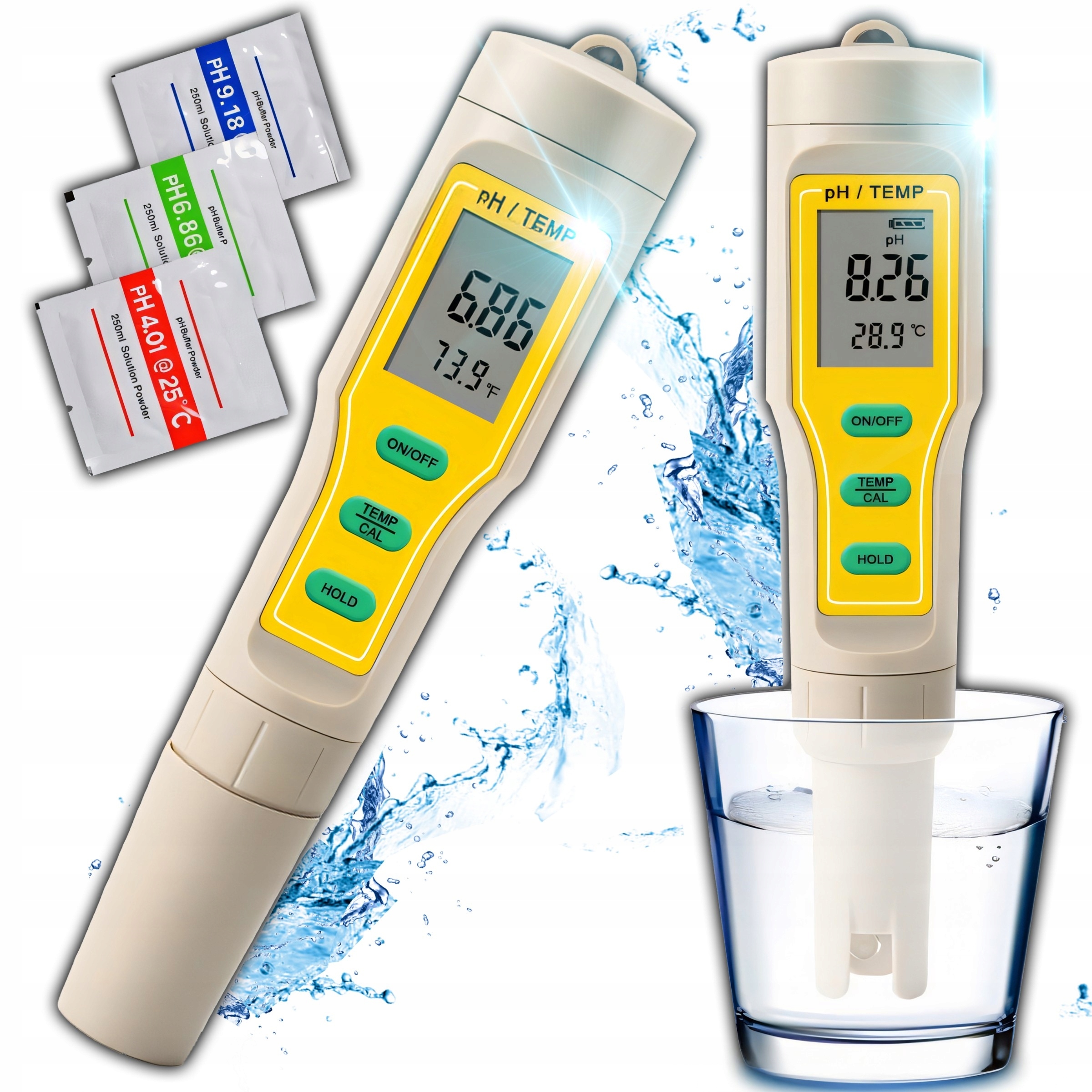 Měřič Ph Metr Tester Kyselosti Kyseloměr Vody Atc Teploměr 3 Pufry