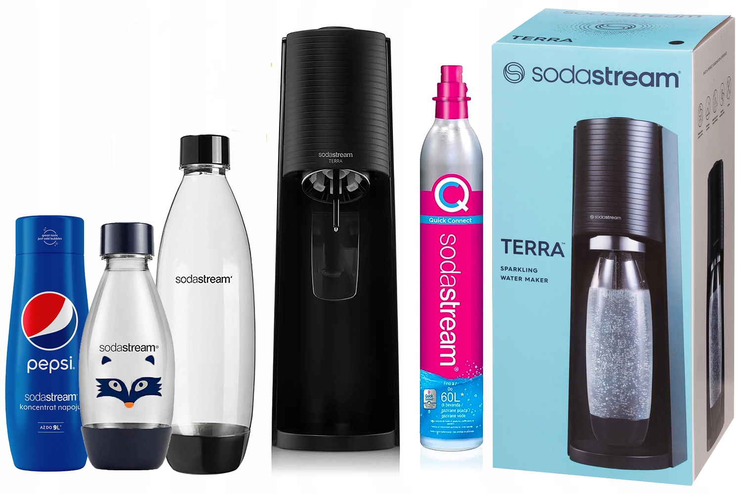 Sodastream Terra Výrobník Sody kávovar na plynování vody rodinný set Max