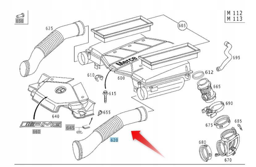 Trubka Pro Přívod Vzduchového Filtru Mercedes S 320 W220