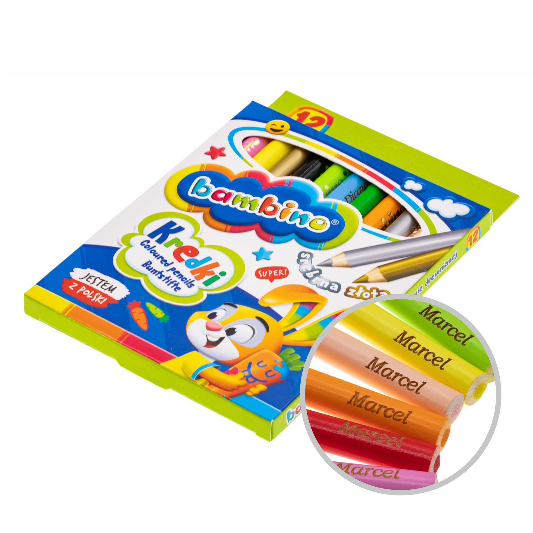 

Kredki Bambino z imieniem grawerem