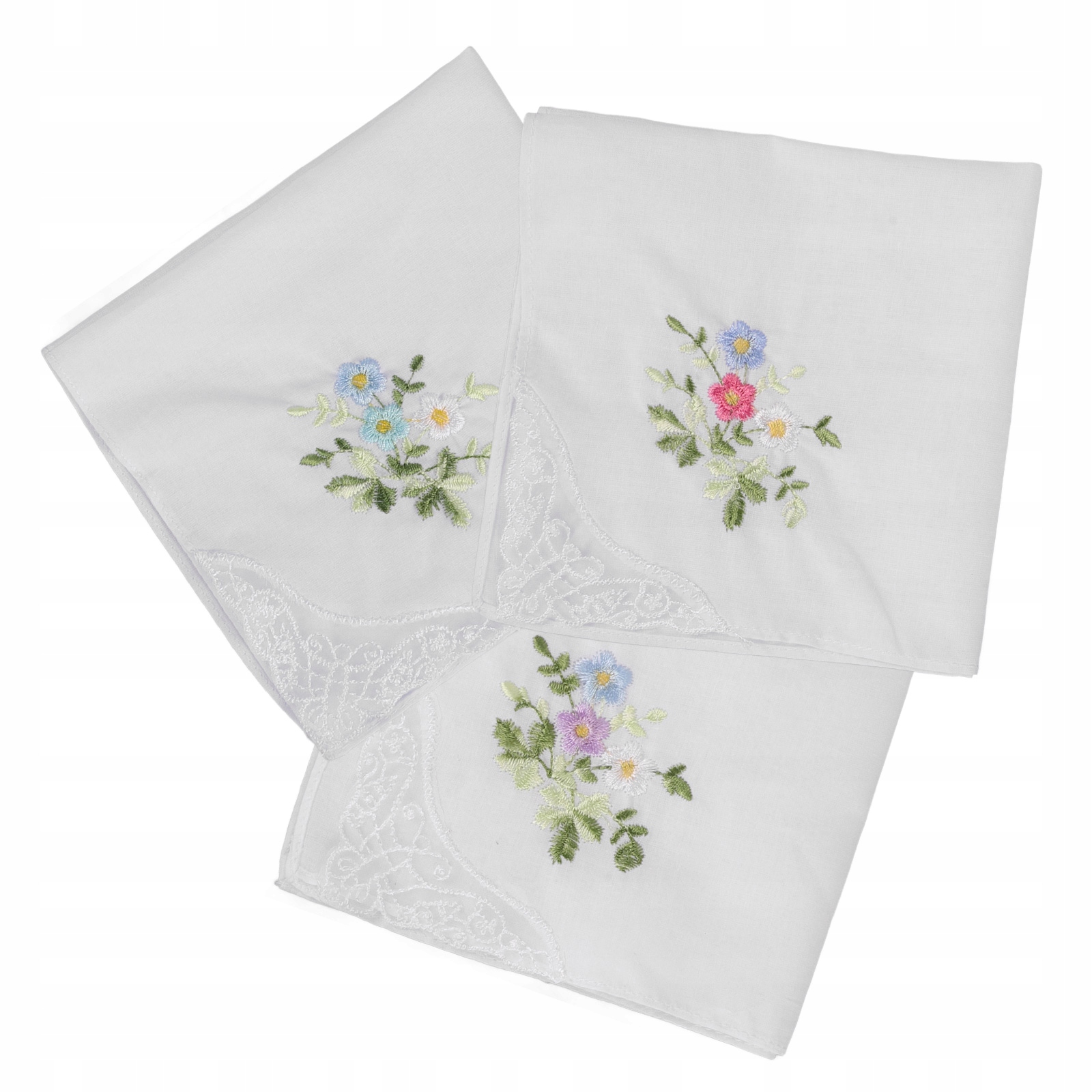 CHUSTECZKI KORONKOWE CHUSTECZKI DO NOSÓW 3 SZT. Kolor dominujący biały