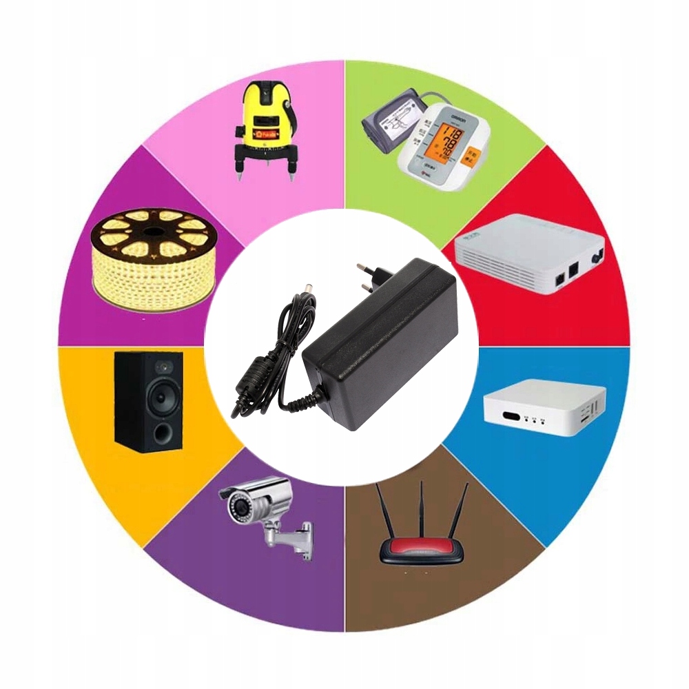 ZASILACZ DC 12V 2A / AC 100-240V DO LED KAMER 2,5mm/5,5mm i 2,1/5,5mm Marka bez marki