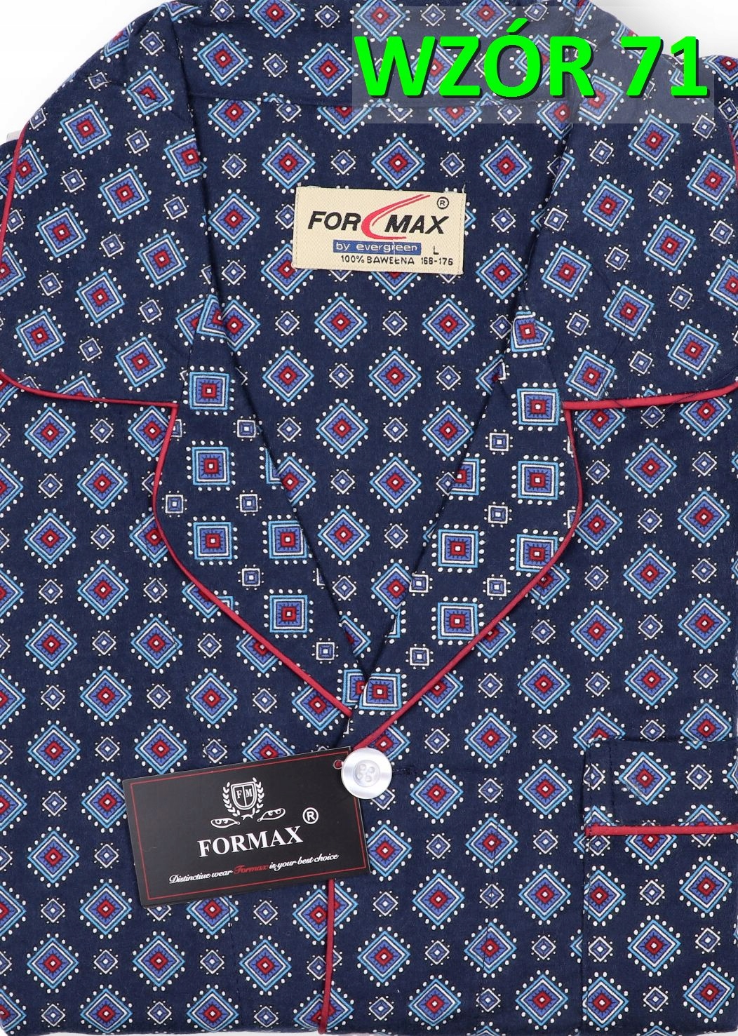 PIŻAMA MĘSKA FLANELOWA FLANELA r. 3XL FOR-MAX Rękaw długi rękaw