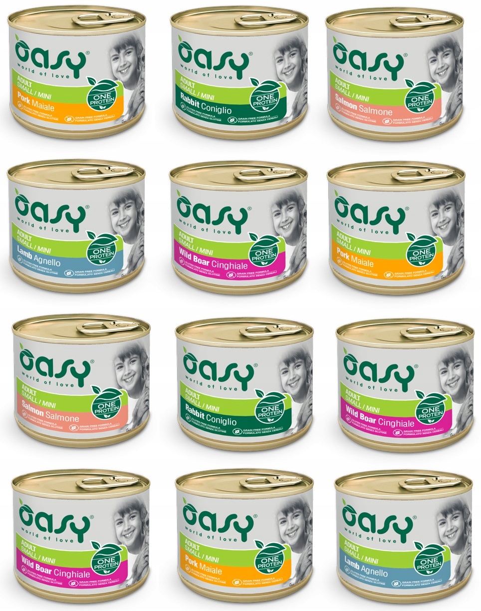 Mokra karma dla psa Oasy One Protein MIX Smaków bezzbożowa puszka 12 x 200g