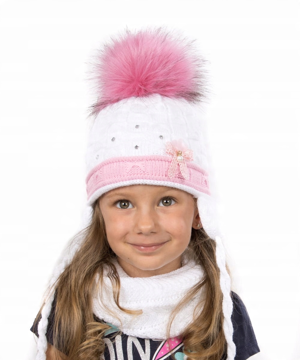 

Czapka Komin Dla Dziewczynki Z Pomponem 46-50CM