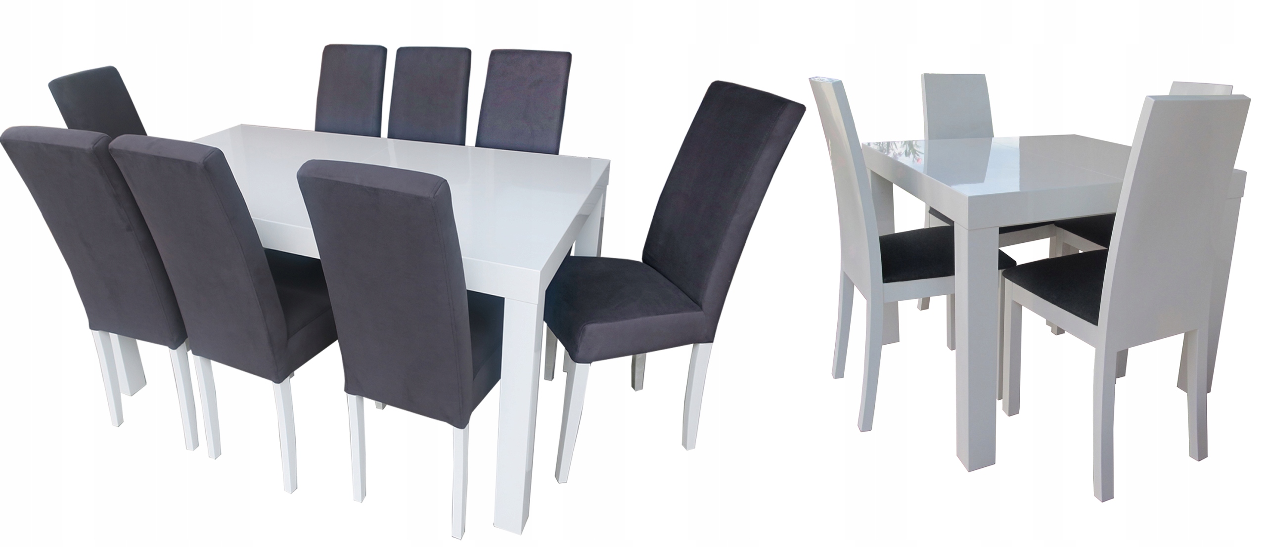 Stół kwadratowy połysk 80+2x50 eleganckie krzesła Montaż meble do samodzielnego montażu