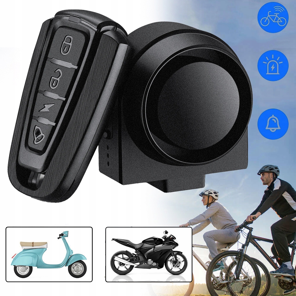 ALARM ANTYKRADZIEŻOWY Z BEZPRZEWODOWYM PILOTEM, DO ROWERU, MOTOCYKLU