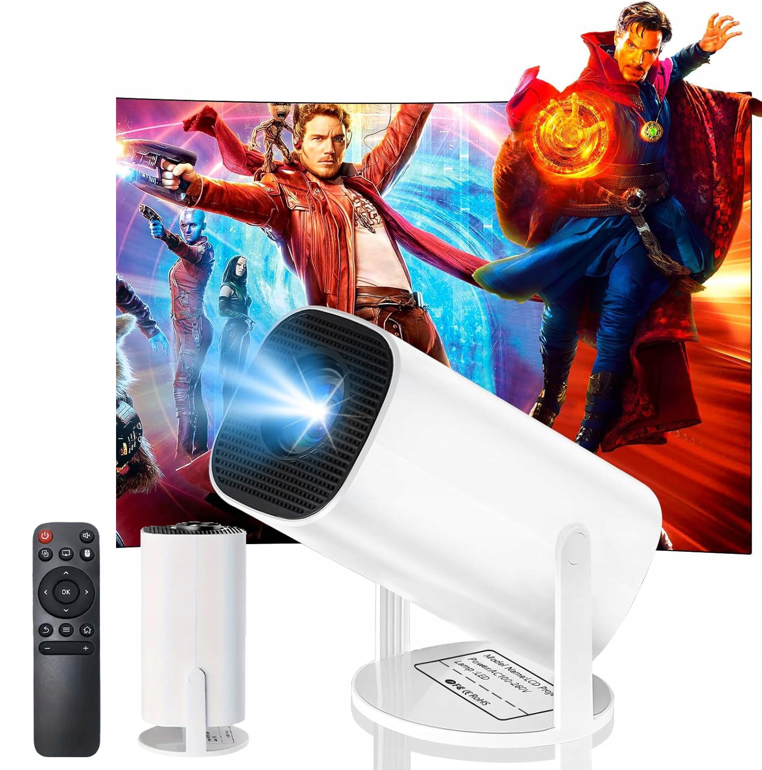 Projektor Android Tv 5G Wifi Mini 4K Přenosný Smart Reproduktor Otáčení