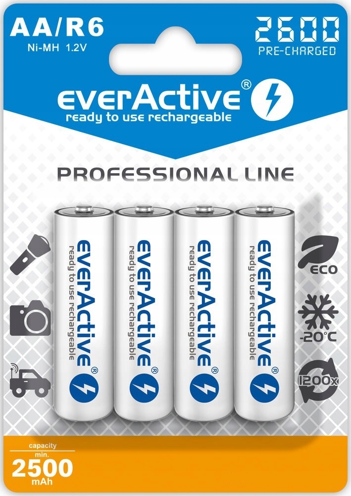 

4x Akumulatorki Baterie Aa R6 EverActive 2600mAh