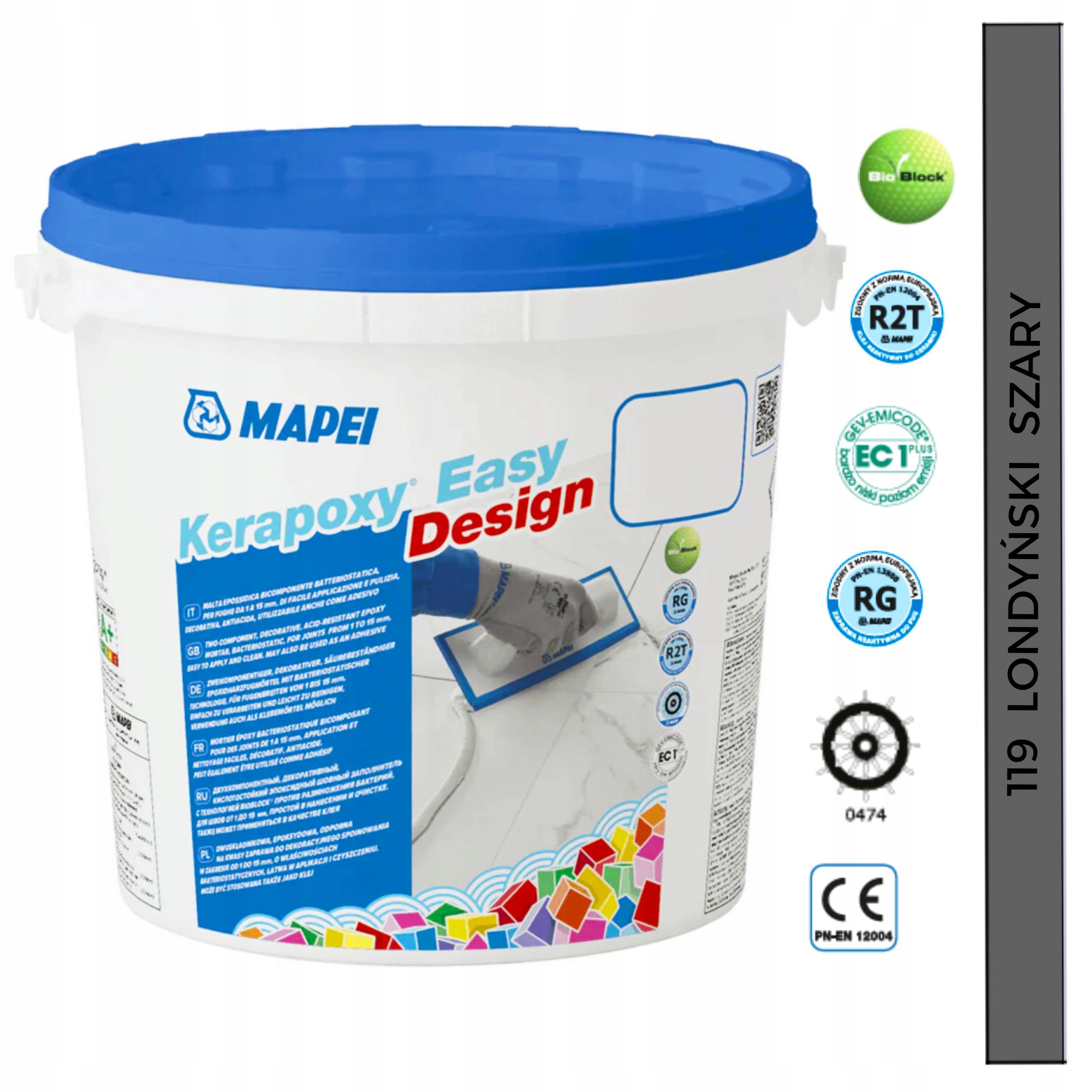 Mapei Epoxidová fuga Kerapoxy Easy Design 3 kg Kyselinovzdorná Londýnská šedá