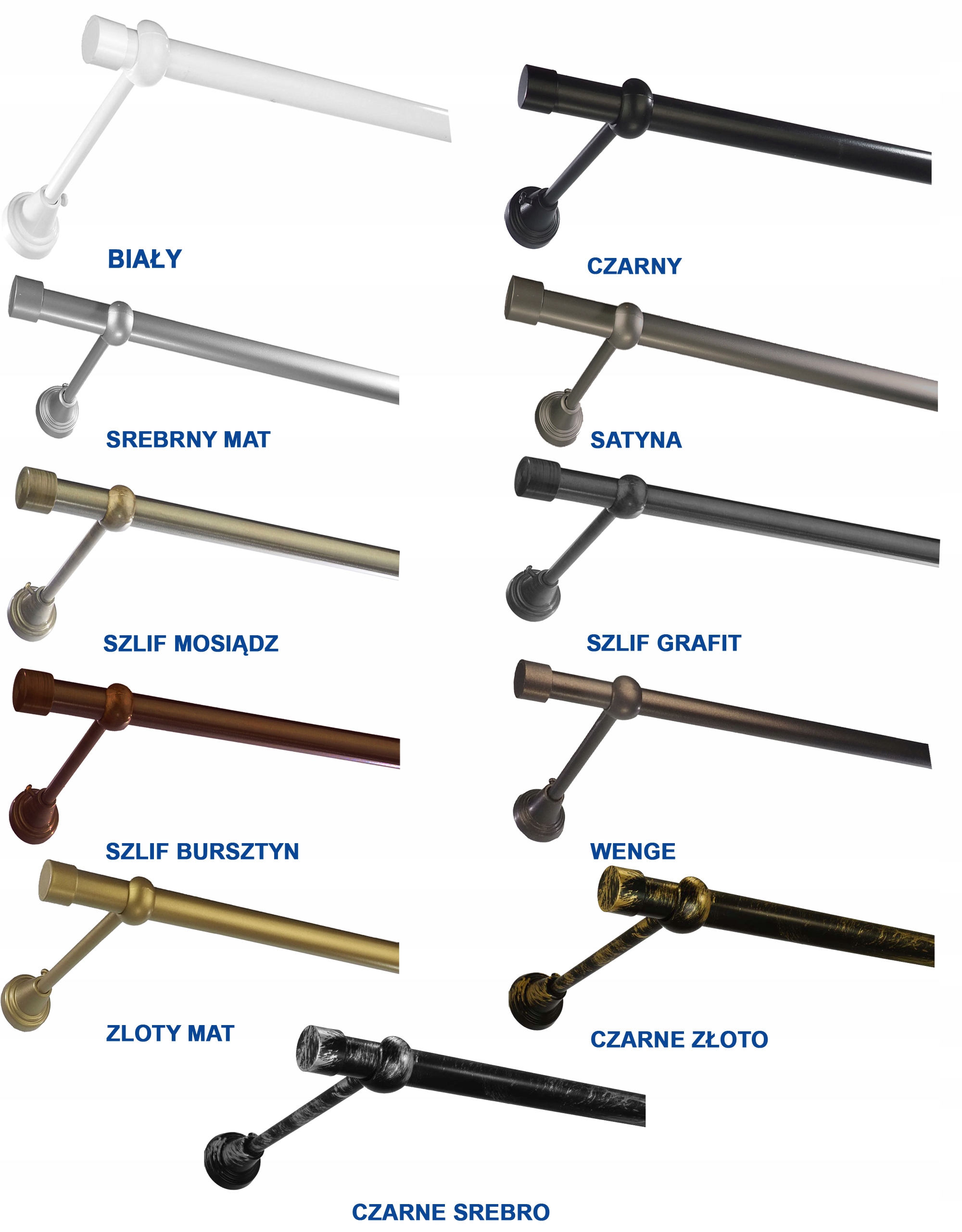 Karnisz metalowy fi 19 pojedynczy 330 cm bez żabek Długość drążka 330 cm