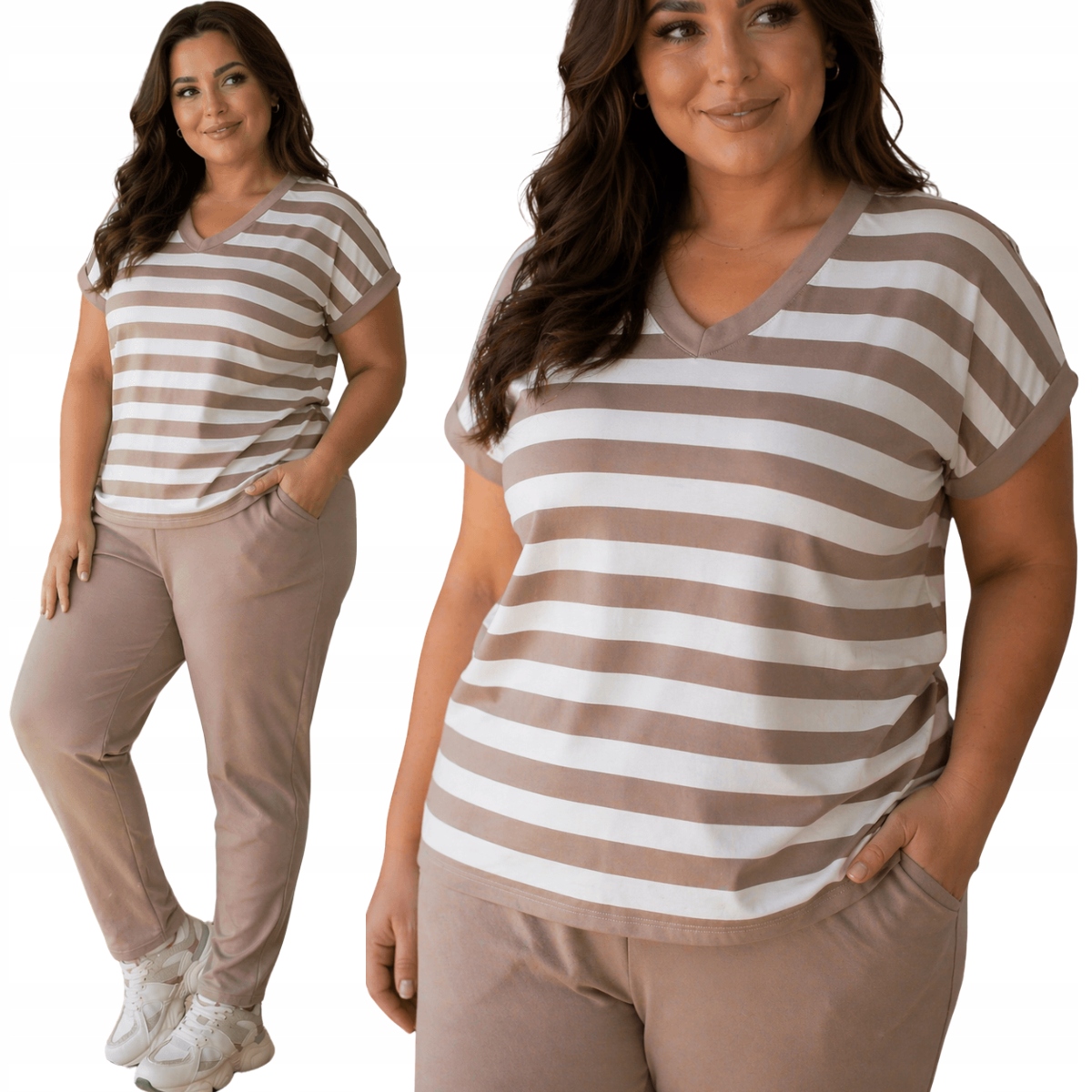 Dámský bavlněný komplet s krátkým rukávem plus size 573 XXL/3XL 44/46