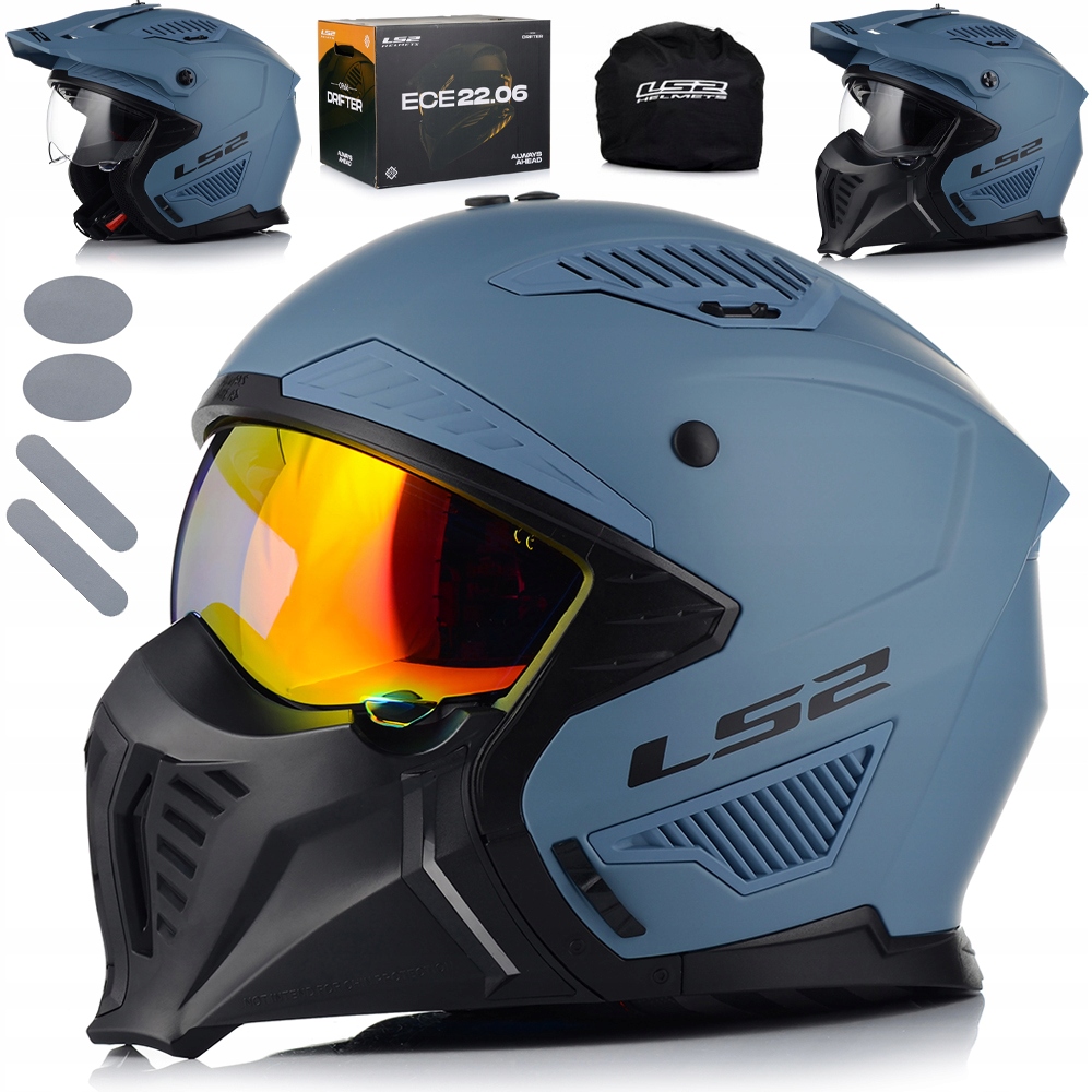 Motocyklová Prilba 4v1 LS2 OF606 Misty Odnímateľná Čepeľ Strieška 3x Sklo