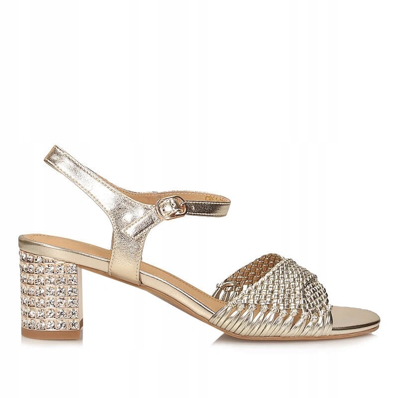 Dámské sandály S.Barski CR61-3092 Gold zlaté kožené na podpatku