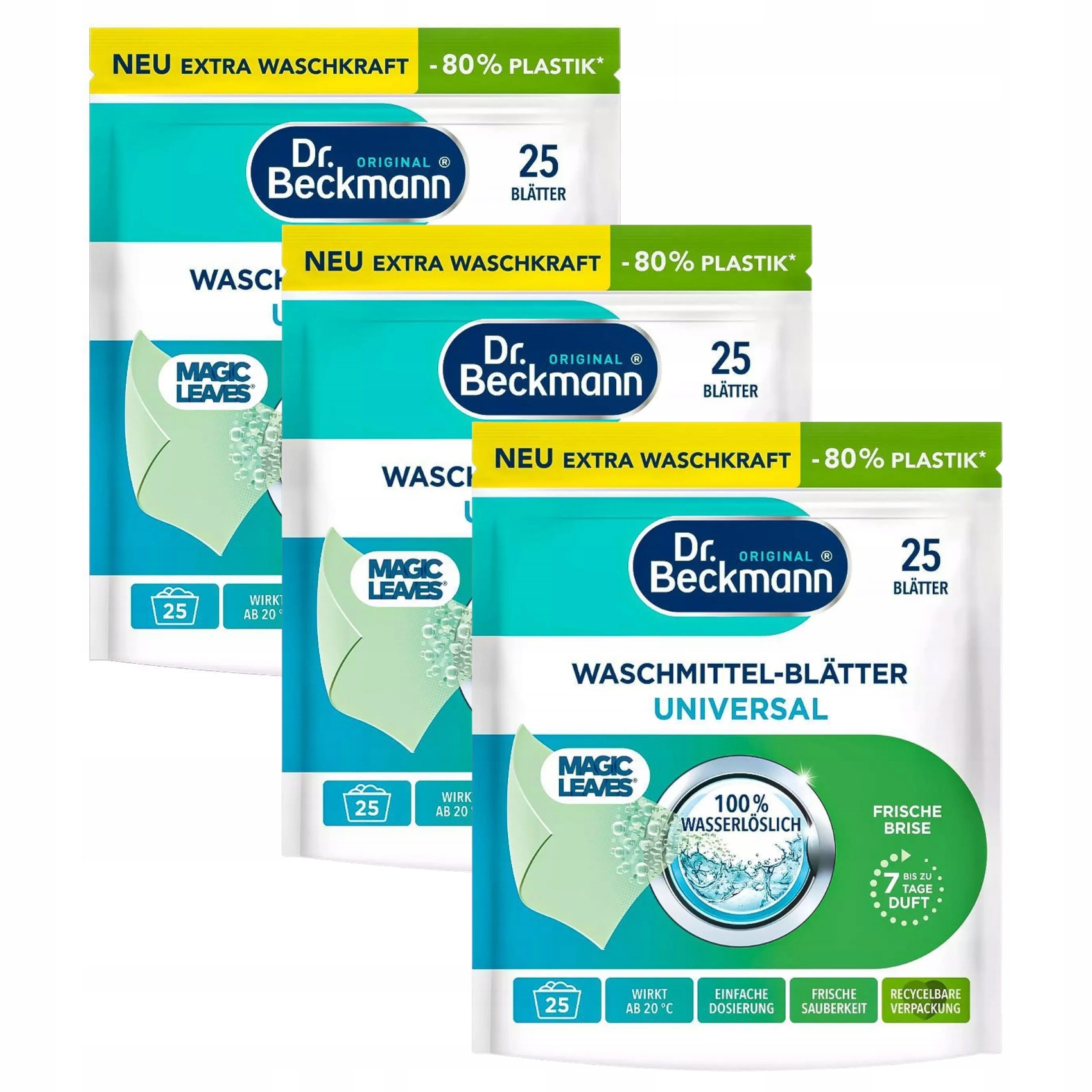 Levně 3x Dr. Beckmann Magic prací ubrousky na praní univerzální 25 ks