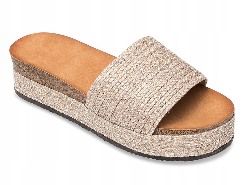 

Plecione klapki z błyszczącą nitką Srebrne 39