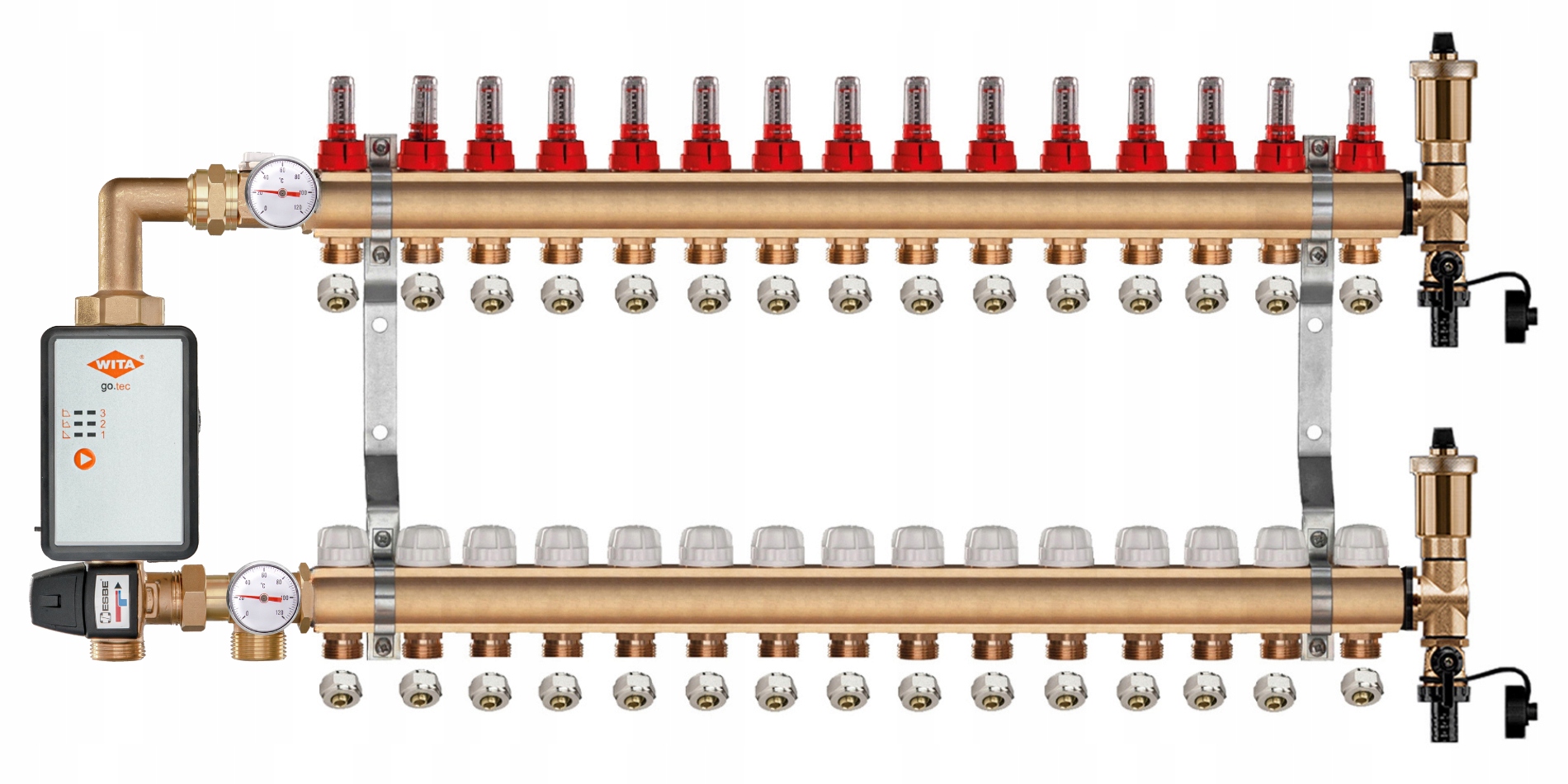 Podlahový Mosazný Rozdělovač 15 Čerpací Skupina Vítá Go.tec Pex Konektory