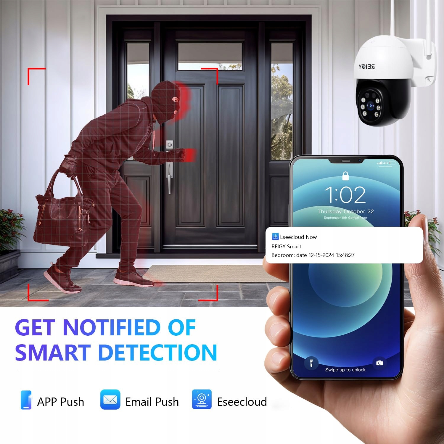REIGY Kamera Zewnętrzna 5MP WLAN PT IP66 Nocna Wizja Audio 2-Way NVR — miniatura 7